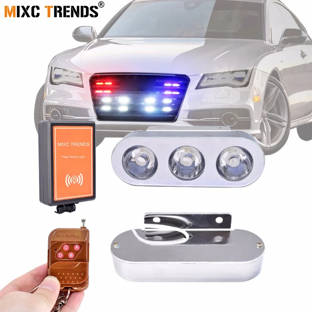 Buy 2Pcs 3 LEDs Police Strobe Warning Lights With