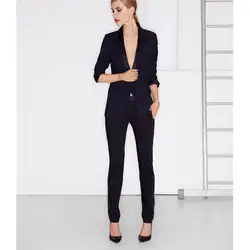 Черные женские смокинги офисные форма Бизнес Работа Тонкий женские Брючный костюм Индивидуальный заказ B110