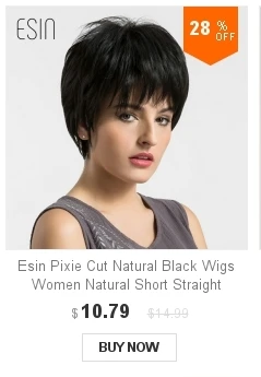 ESIN Женский синтетический парик со стрижкой Пикси черного цвета Короткие объемные черные волосы термоустойчивы Естественный блеск и