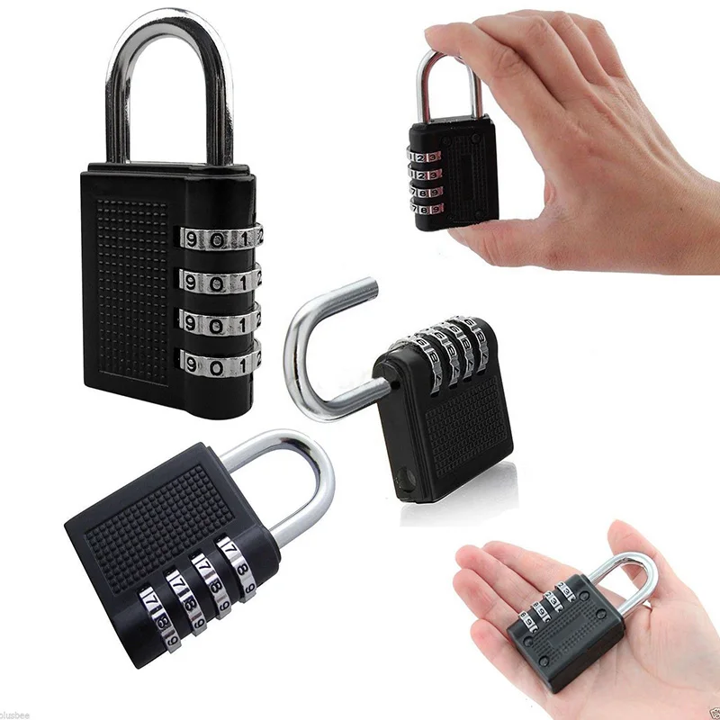 

Black 4 Digit Combination Padlock Number Luggage Travel Code Lock Luggage Lock Lockers Keyed Padlock Box Lock