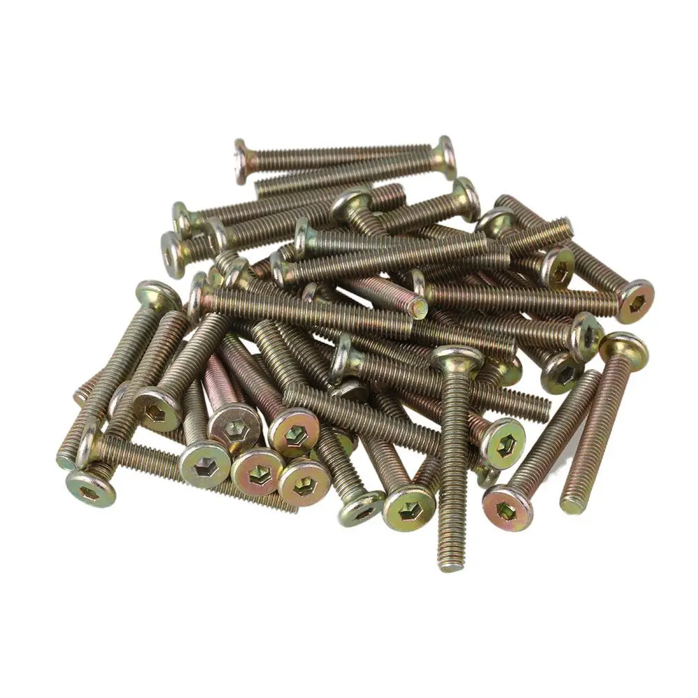 45mm Bronze Carbon Steel Galvanized M6 Flat Round Head Hex Drive Screw