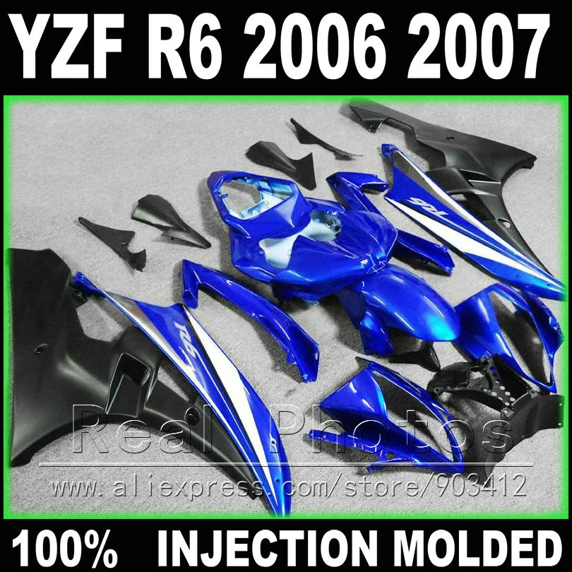 Motomarts для YAMAHA R6 обтекатель комплект 2006 2007 литья под давлением, цвет: синий, матовый, черный 06 07 YZF R6 обтекатели