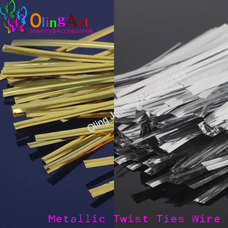 

Gold and silver 300pcs/lot Metallic Twist Ties For Wedding Party Birthday Cake Candy Sealing Bag Packaging Pack free shipping