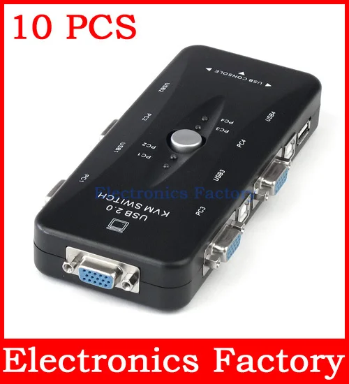 10PCS 4 Port hub USB 2.0 KVM VGA/SVGA Switch Box Adapter
