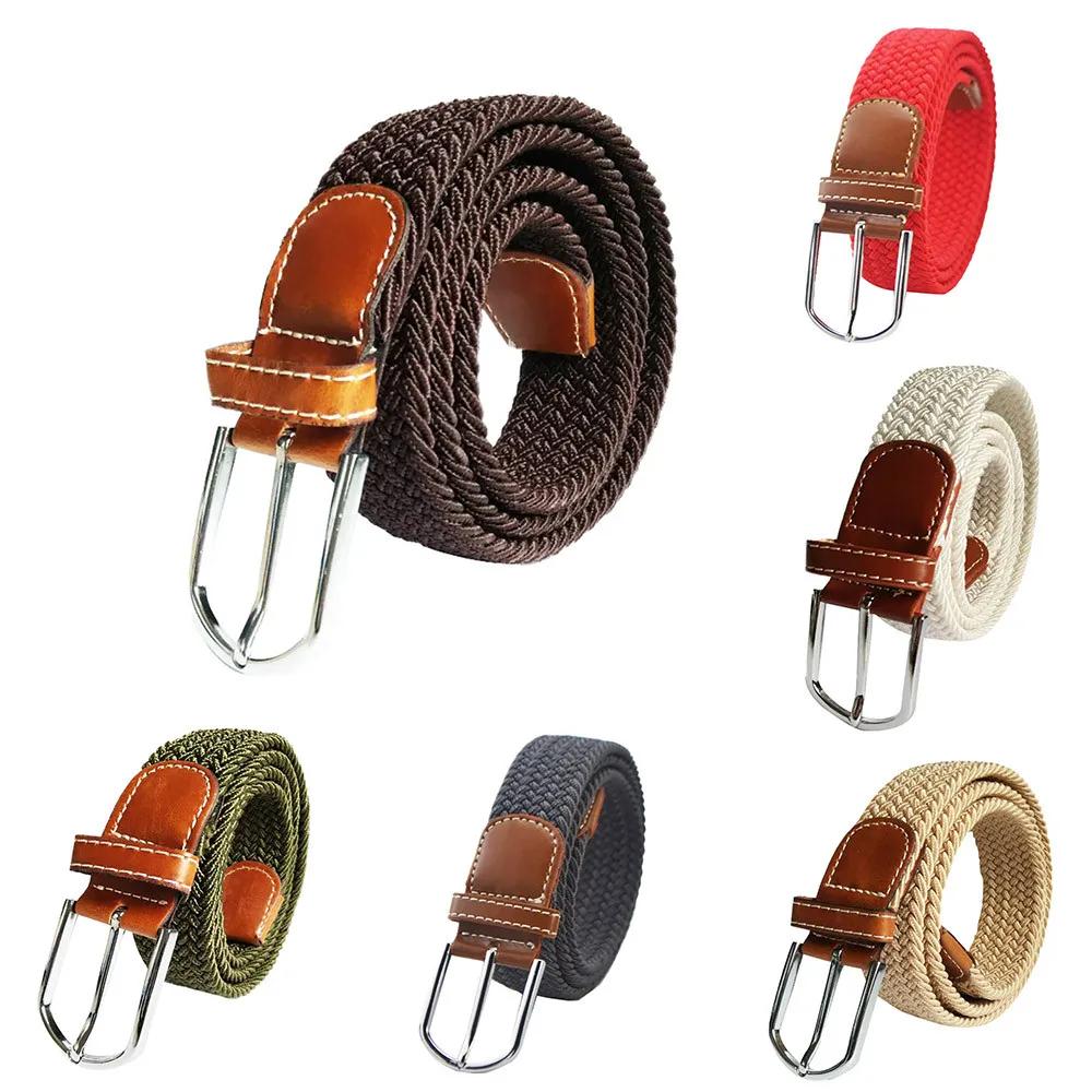 SAGACE Men Women Nylon Belt Pin Buckle Fans Woven Canvas Belts Thicken Long Cloth Elastic Belt Knitted Waistband Ceintures Homme