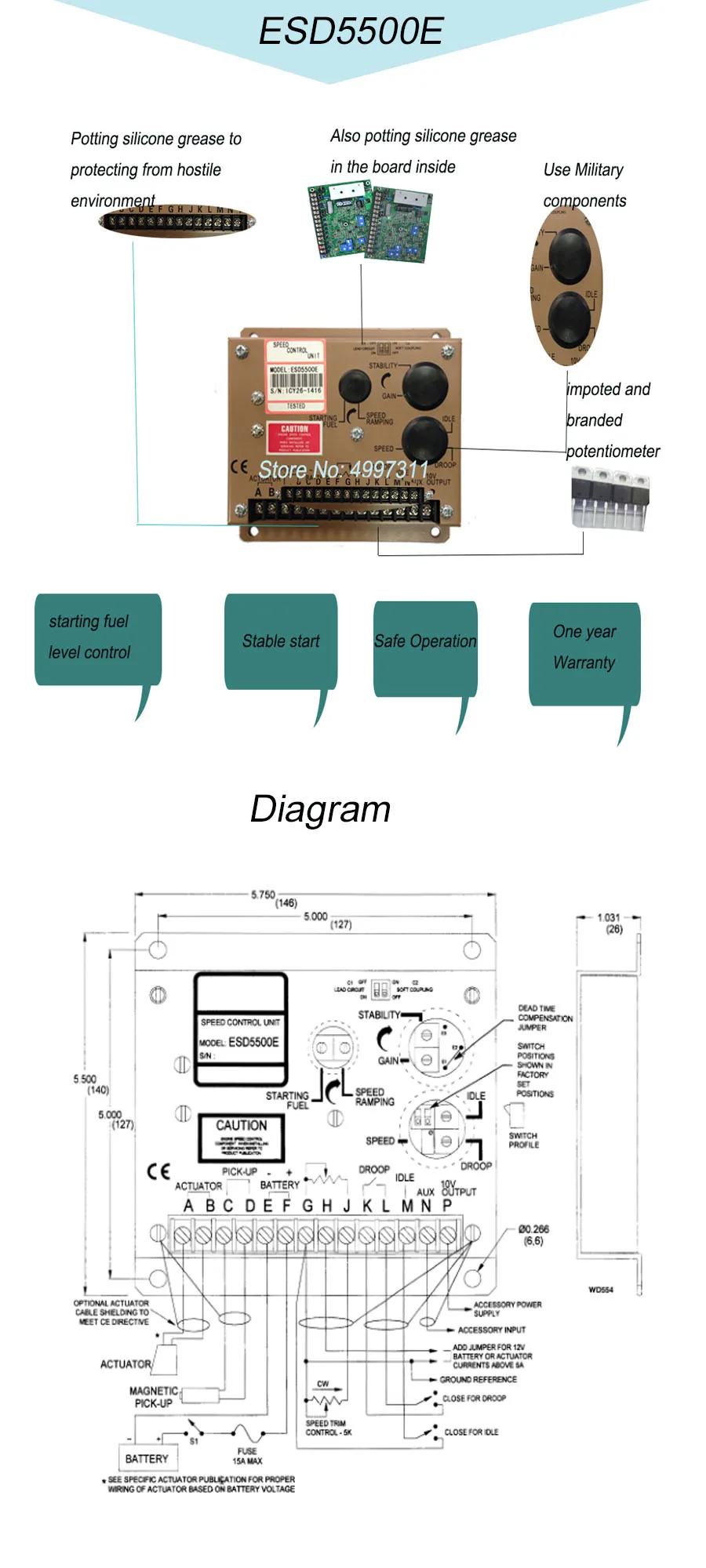 Тип регулятор скорости генератора ESD5500E ESD5500+ Быстрая ESD 5500E esd 5500e