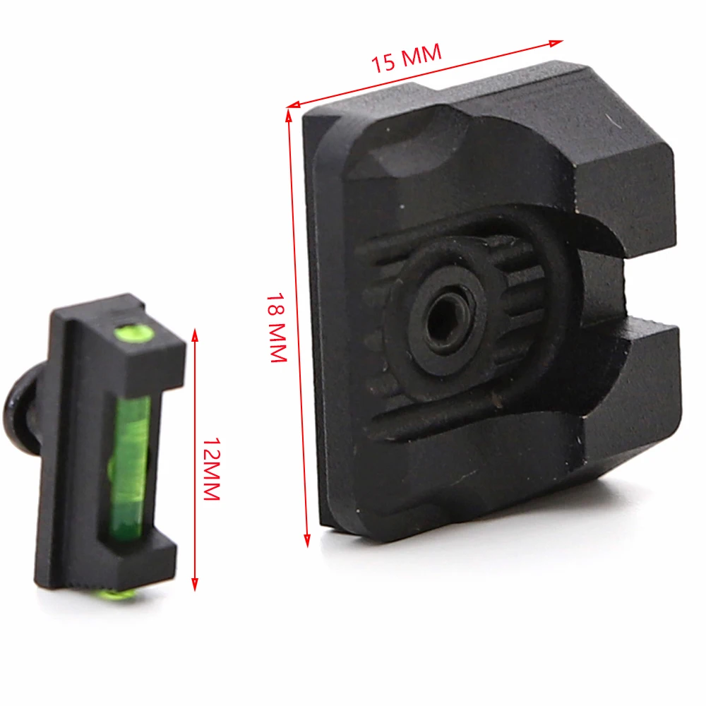 

Front Rear Sight Combat Sighting Tools Kits Glock Sight Set .230 Fiber Optic v3 Black for Glock standard models 17,17L,19,22,23,
