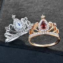Octbyna Модный кристалл Корона Кольца для Для женщин Lover со сверкающими стразами тонкой кольцо на палец женское Свадебные обручальные кольца