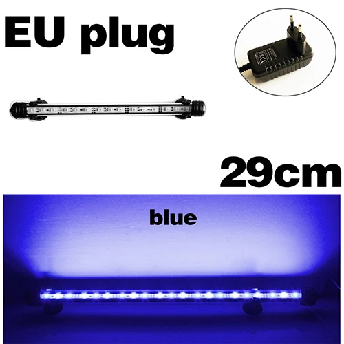Аквариумный светодиодный светильник, водонепроницаемый освещение для аквариума, подводный аквариумный светильник, аквариумные лампы, Декор, освещение 110 В/220 В, EU power - Цвет: blue  29CM