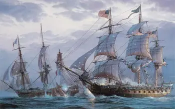 

Wall Art Cuadros Painting Sea Battle Sailing Frigates Shots Damage On Canvas Ocean Boat Boats Ship 4 Sizes Fabric Poster Print