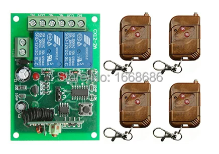 

DC12V 2CH 10A RF Wireless Remote Control Switch System teleswitch 4 transmitter & 1 receiver relay Receiver Smart Home Switch