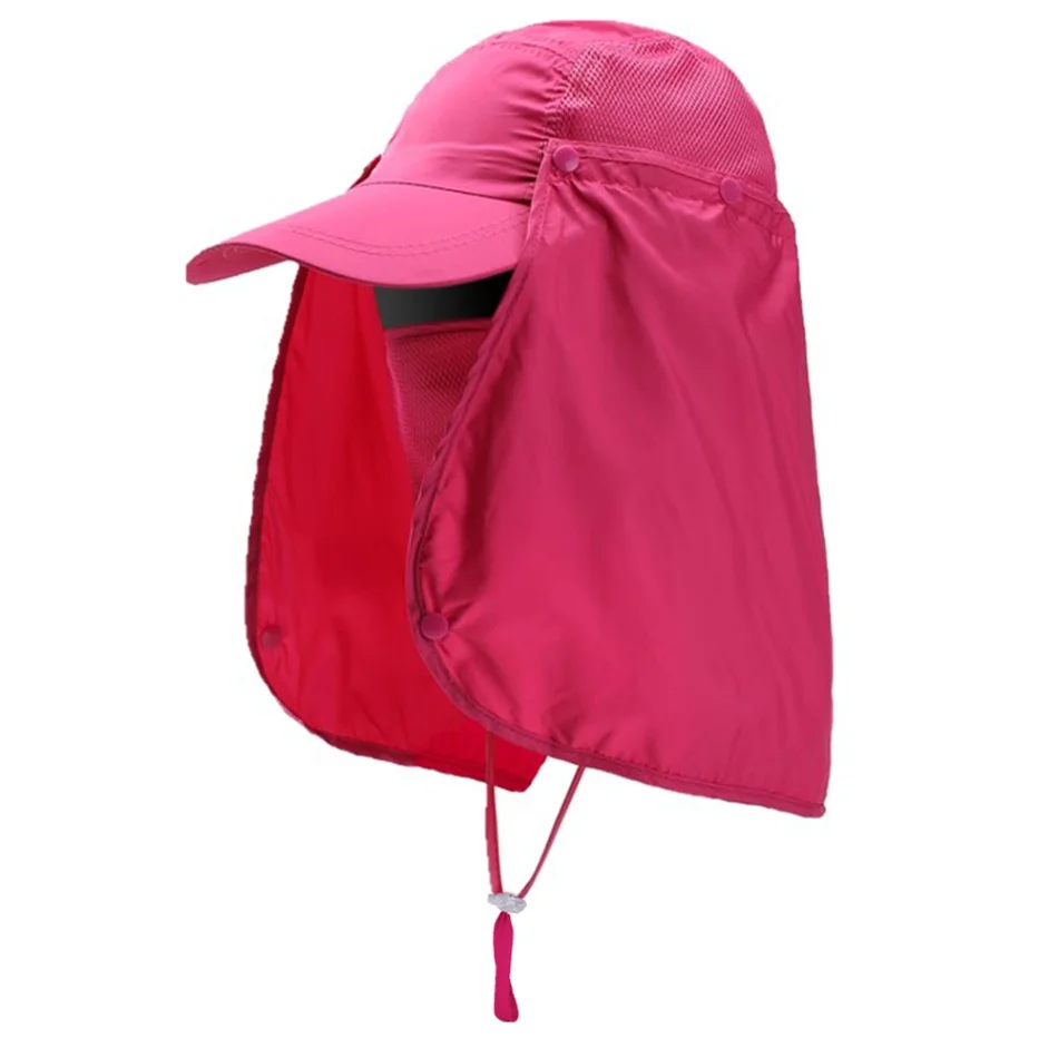 Rose red Lixada Открытый Спорт Пешие прогулки козырек шляпа УФ Защита лица шеи крышка рыбалка Защита от Солнца кепки лучшее качество - Цвет: Rose red