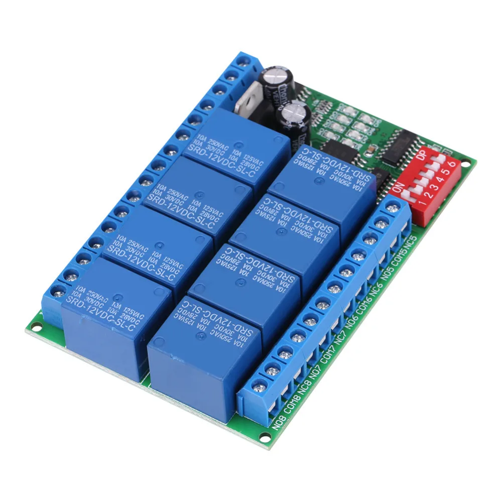 DC 12V 8 Channel RS485 Relay Command Programmable Control Module Board