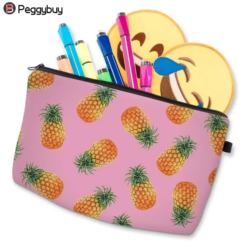 

2018 New Watermelon/Pineapple/Cat/Floral Pattern Printed Cosmetic Bag Portable Polyester Women Make Up Storage Bag Easy To Carry