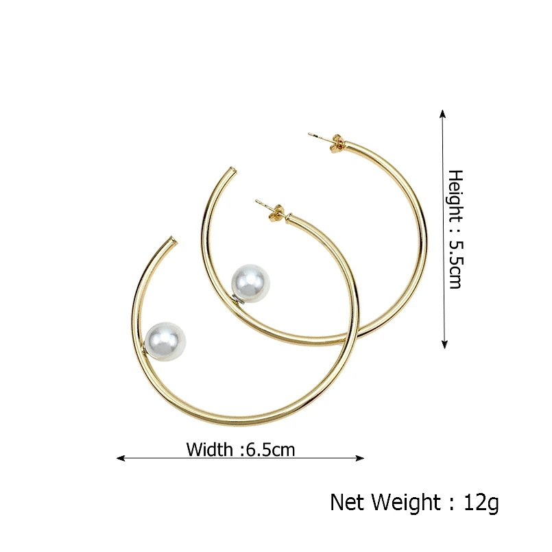 Женские серьги кольца с искусственным жемчугом золотистого цвета|hoop earrings for