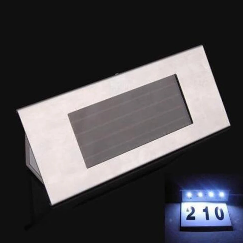 2019 NEW 4 LED solar light Outdoor stainless steel House number Indicator light for Outdoor courtyard wall light solar lamp (1)