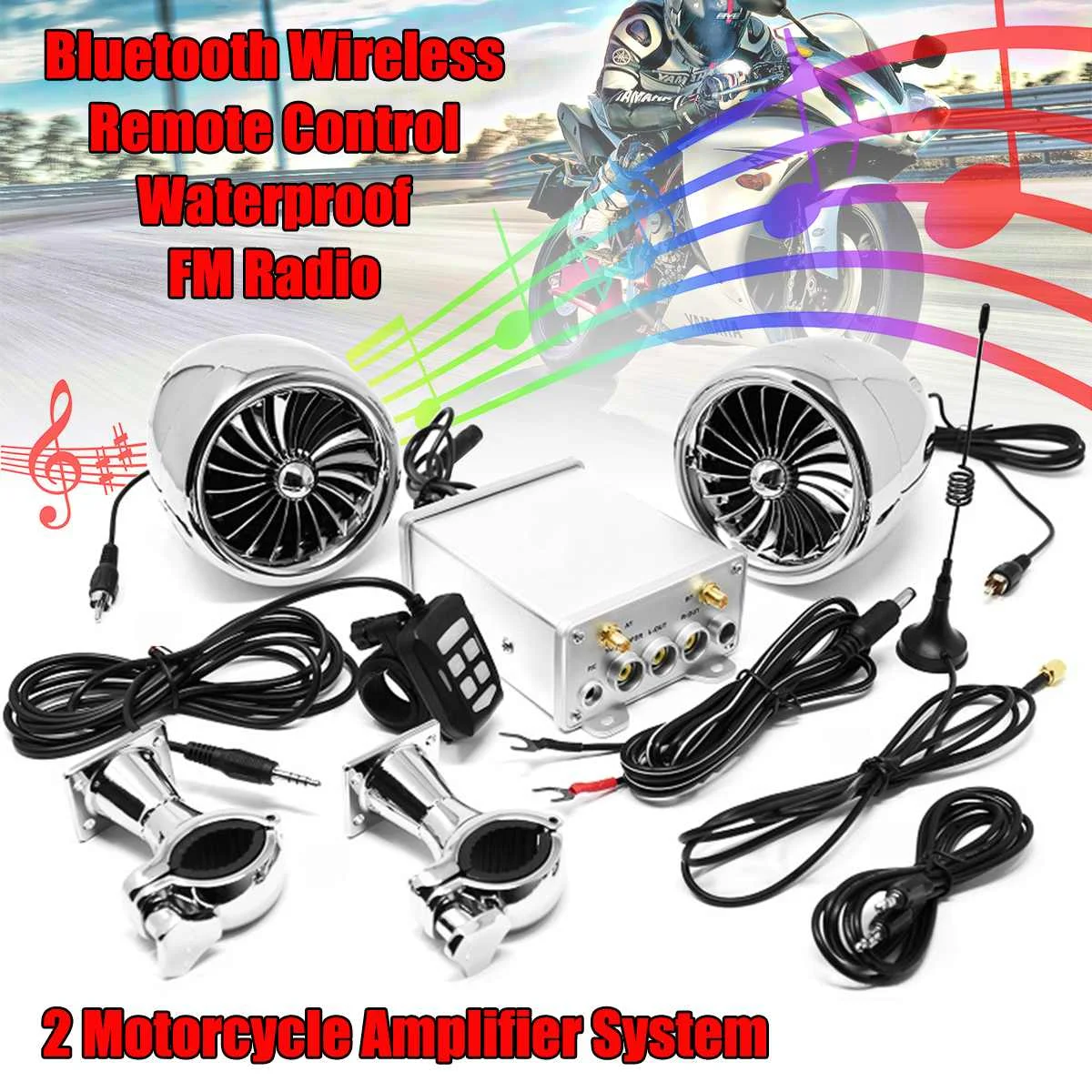

2psc 600W bluetooth Motorcycle Speaker Audio System Radio Moto Waterproof Sound Amplifier for Speakers Mp3 Motorcycle Music