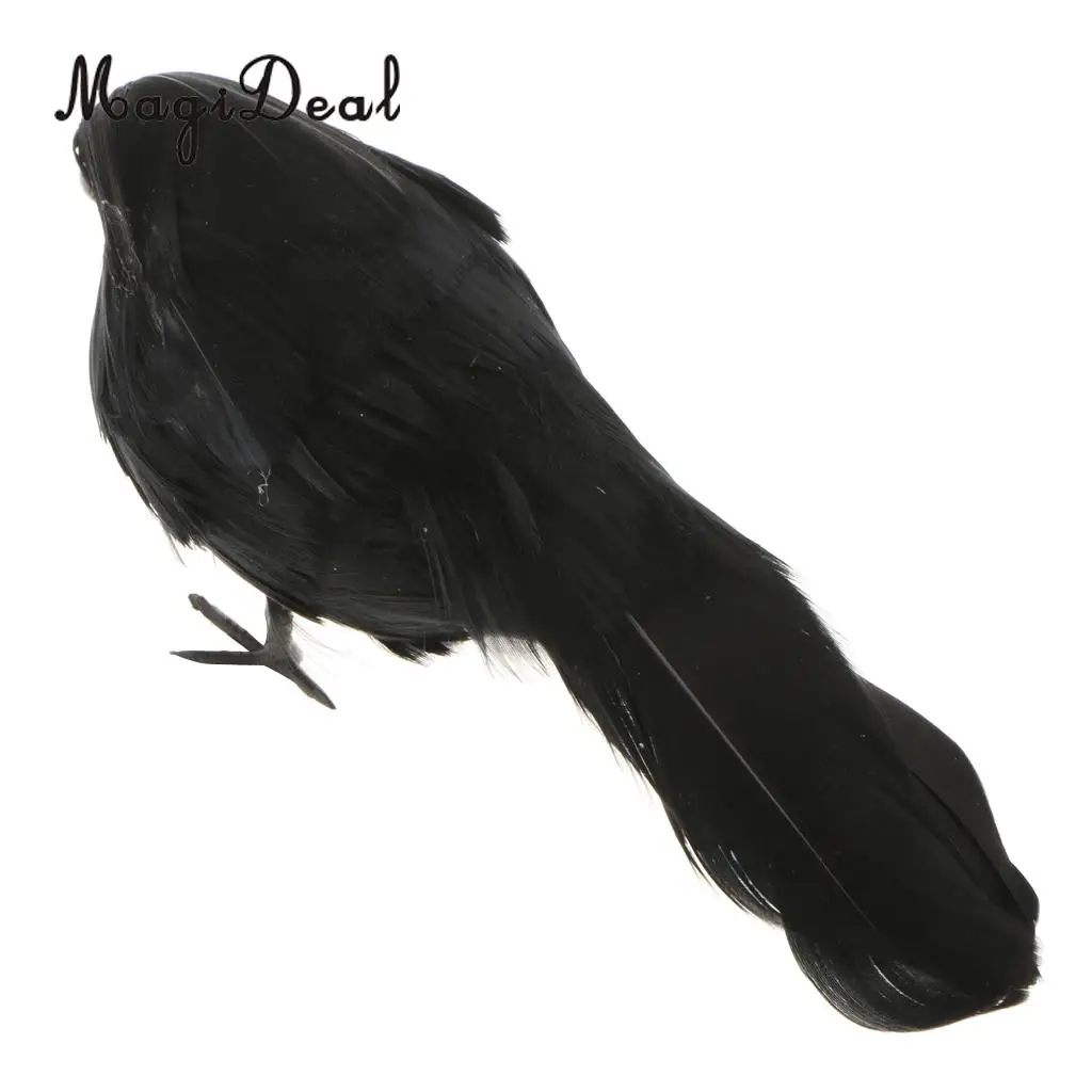 Lifelike Size Full Body Halloween Decoration Bird Fake Black Feathered Crows Ravens Indoor Outdoor Holiday Decor Ornament