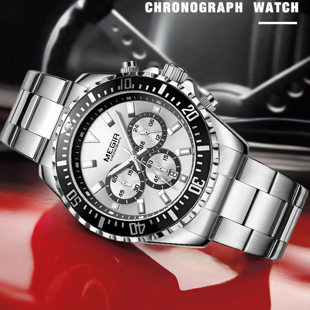 Часы Megir Мужские кварцевые с хронографом модные брендовые Роскошные спортивные