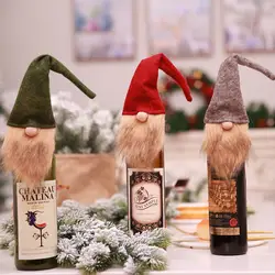 Новые рождественские украшения парня Кукла бутылки вина набор вина, мешок подарков Наряжаться мешок подарков