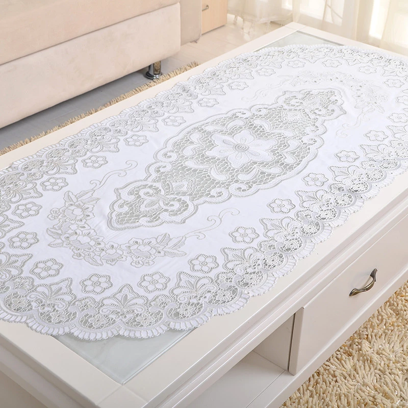  PVC Table Cloth Rectangular Waterproof Oilproof Anti-hot Gold Stamping Plastic Tablecloth Hollow Co
