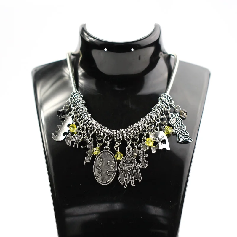 

DIY Batman Choker Charm Pendent & necklace Batman Mask Crystal Beads Pendent Party Jewelry Women Gift Halloween Joyas