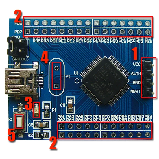 STM8S207RBT6 Development Board STM8S Minimum System Core Board
