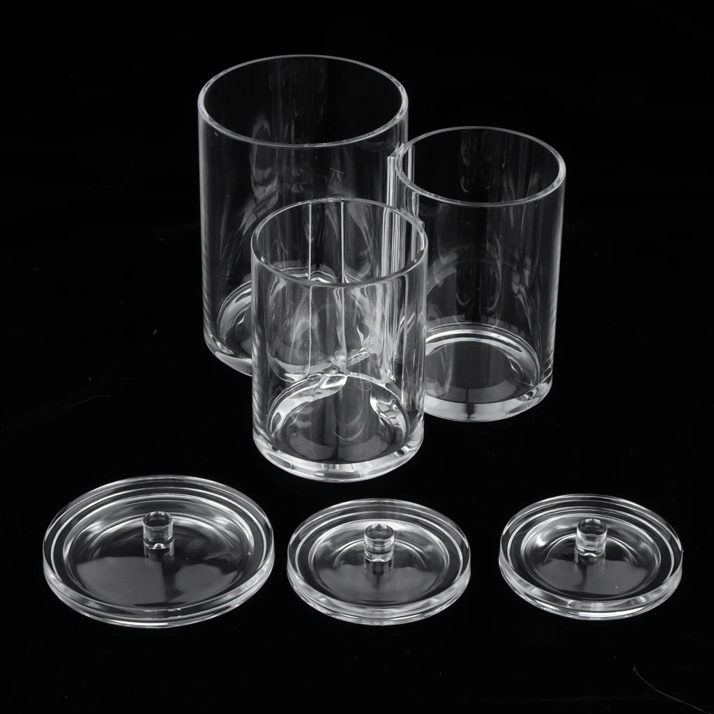 Acrylic Brush Holder Cosmetic Kits Cup, Transparent 3 Styles Optional 