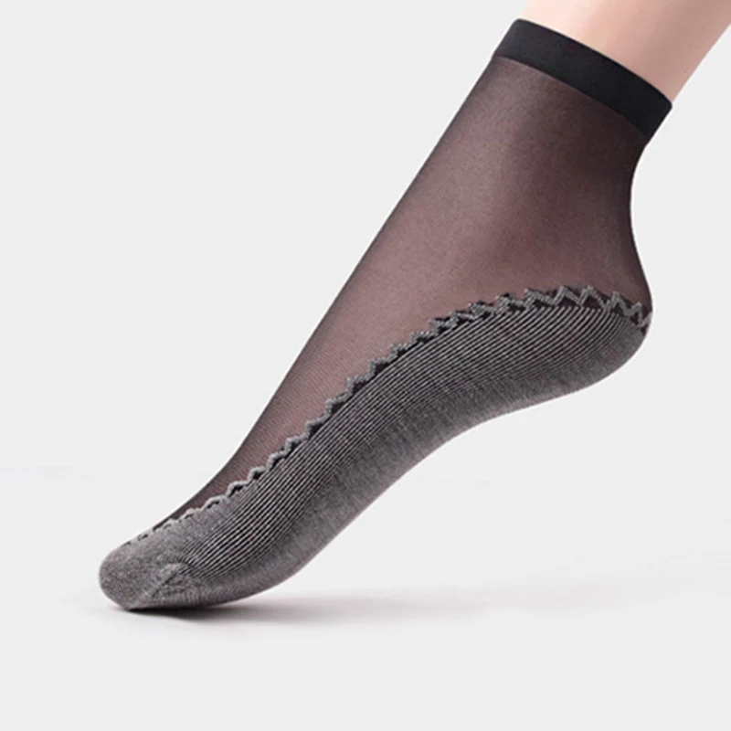 1 пара бархатных женских носков Летний стиль 4 цветной носок тонкие прозрачные носки эластичные короткие износостойкие Дышащие носки - Цвет: Black