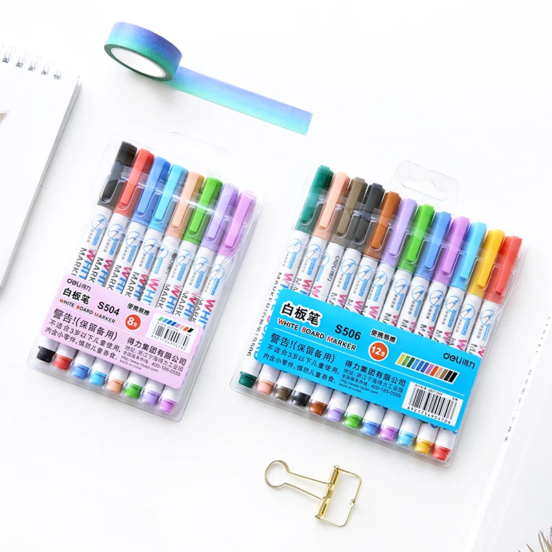 

DELI Color Whiteboard Pen Set Red Blue Black Multicolor 8 Colors 12 Colors SET