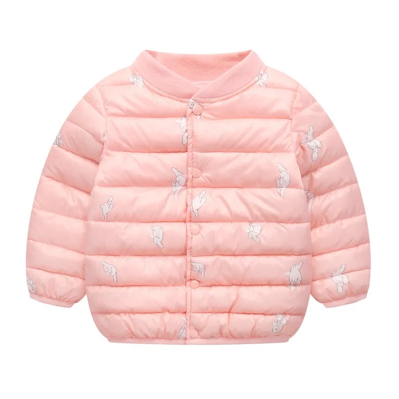 Зимнее пальто для девочек, детская весенняя куртка с цветочным принтом, детская одежда для 0-5 лет, модная зимняя одежда для маленьких мальчиков - Цвет: Розовый