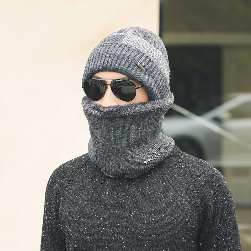 Neck Warmer Knitted Ski Bibs Hat Winter Snow Sport Skateboard Men Beanie Skullies Beanies Thicken Plus Velvet Scarf Mask