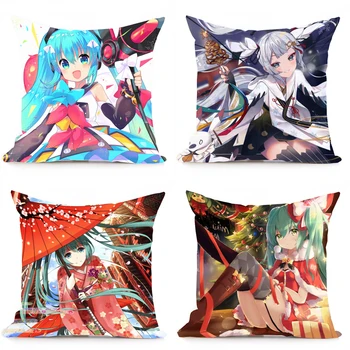 

New Oct. Home Textile Japanese Anime VOCALOID2 Hachune Miku Polyester One-sided Two-sided Square Pillow Case Gifts