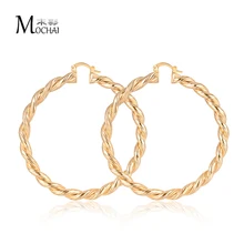 Модные большие круглые серьги золотого цвета скрученная веревка Петля серьги-кольца Большие размеры для женщин ювелирные изделия оптом ZK30 70 мм