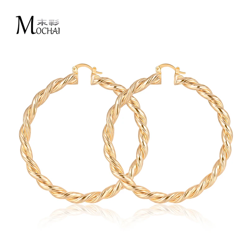 

Trendy Big Round Earrings Gold Color Rope Twisted loop Hoop Earring large size For Women Jewelry Wholesale ZK30 70mm