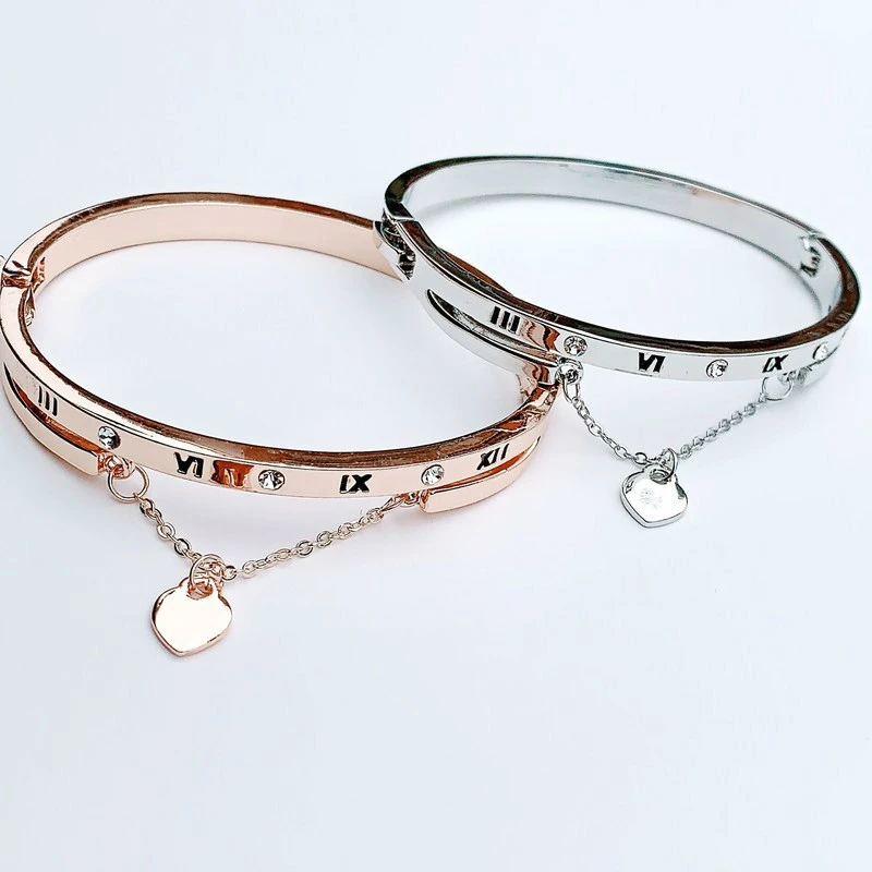 luckyoverflow Luxury Rose Gold Stainless Steel Bracelets Bangles Female Heart Forever Love Charm Bracelet Women Jewelry CE0851