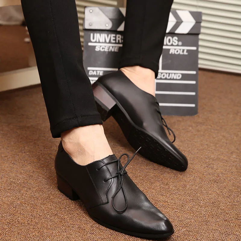 

New Leather Shoes Breathable Pointed Toe Men Dress Shoes Business Korea Lace Up Men Formal Shoes Oxfords Shoes For Men Wedding