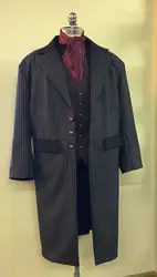 Длинная юбка в викторианском стиле, в полоску, пальто, мужская куртка, костюм для косплея, только куртка