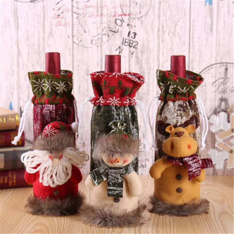 Christmas Santa Wine Bottle Apron Cover Wrap Xmas Dinner Party Table Decoration☆ 