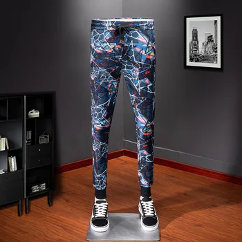 

Seller Recommended style Sweat Pants Men track pants EU streetwear comfortable cool Geometric patterns full length trousers 1020