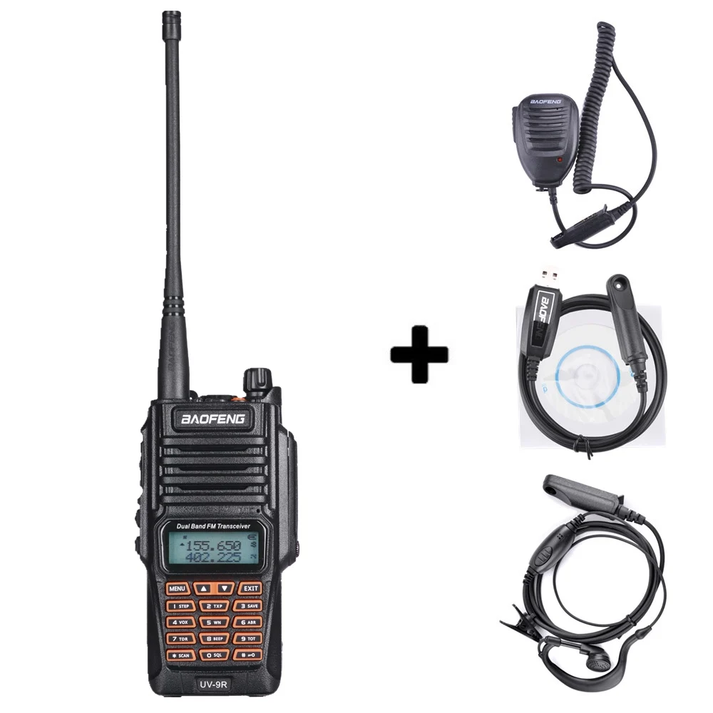 Baofeng UV-9R IP67 8 Вт Long Range Walkie Talkie 10 км любительского радио Dual Band UV9R Портативный CB коммуникатор радио Водонепроницаемая рация - Цвет: 1headset 1mic 1cable