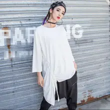 S-6XL! Весенняя и летняя новая футболка с длинными рукавами необычный стиль женской одежды Длинная стильная повседневная футболка