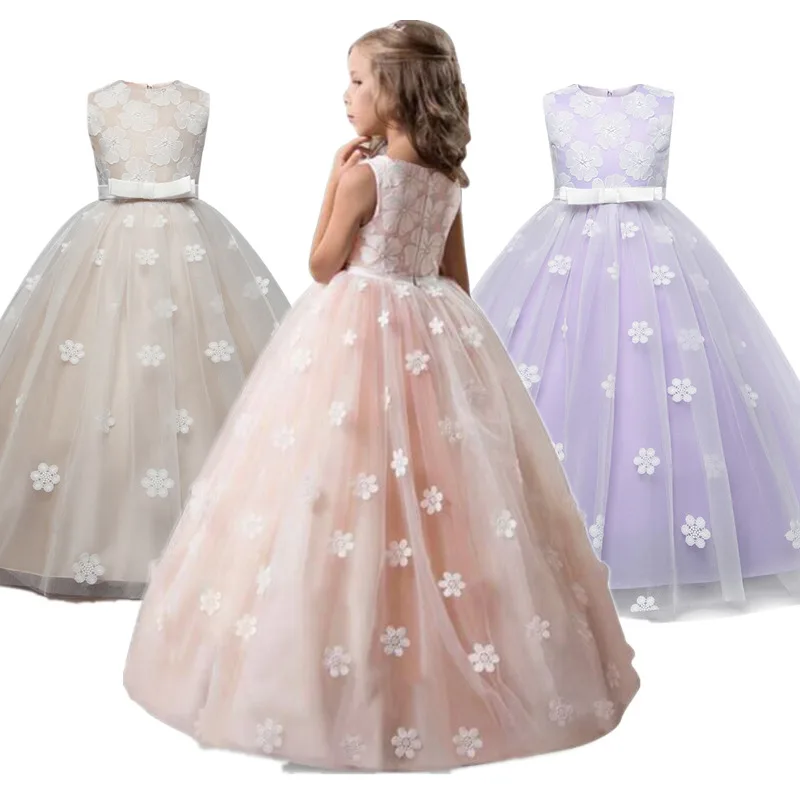 Костюм принцессы; Детские платья для девочек; нарядное платье с цветочным узором для девочек; Элегантное свадебное платье для девочек; одежда для детей 6-14 лет