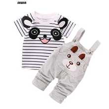 Shujin/комплекты одежды для малышей Новая летняя одежда для маленьких мальчиков и девочек Комбинезон с короткими рукавами и героями мультфильмов комплект одежды для младенцев из 2 предметов