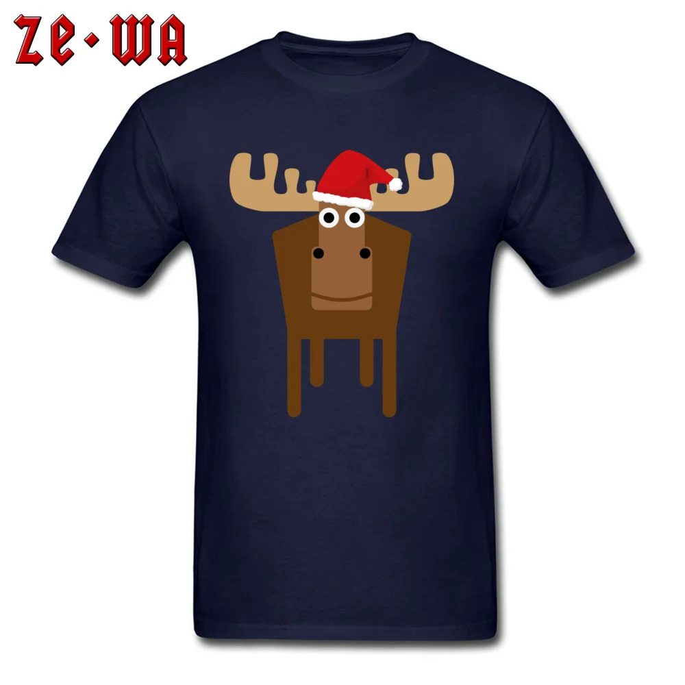 Christmasy Moose Tshirts for Men Casual Summer Autumn T Shirt Short Sleeve Prevailing Tops & Tees Crew Neck 100% Cotton Christmasy Moose navy