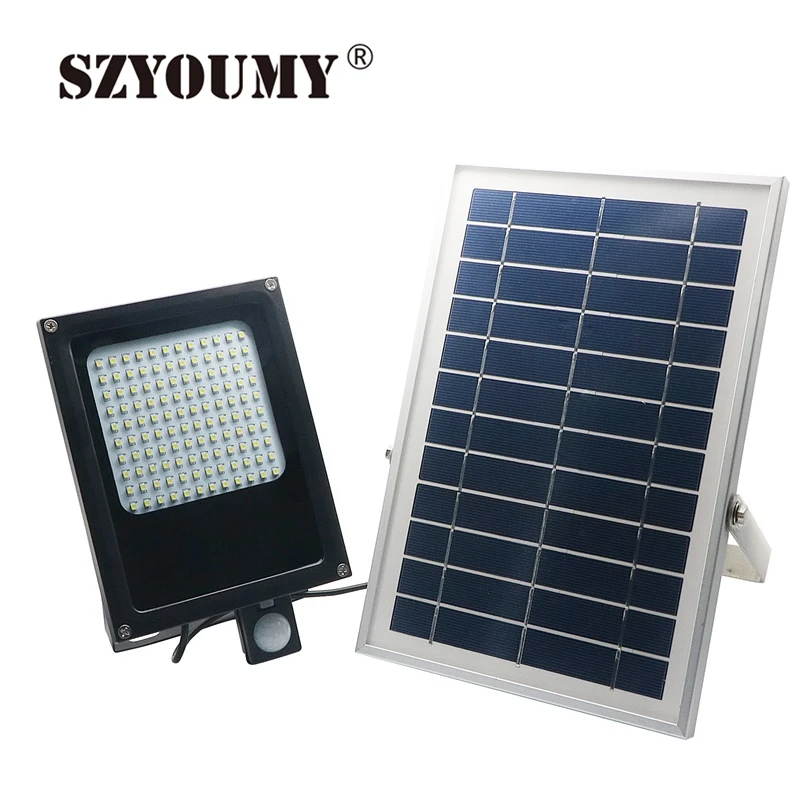SZYOUMY 120 светодиодный s 3528 SMD светодиодный солнечный свет 6 В 6 Вт Панели солнечные движения Сенсор Светодиодный прожектор для внутреннего и открытый 4 шт. DHL корабль