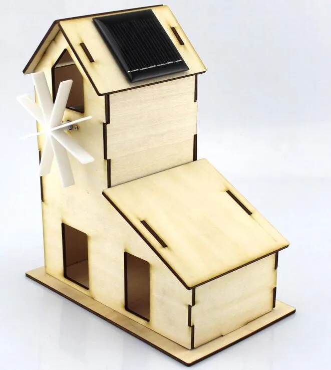 DIY деревянные головоломки дом солнечные игрушки питание строительный блок образования для модели и научно-экспериментов игрушки