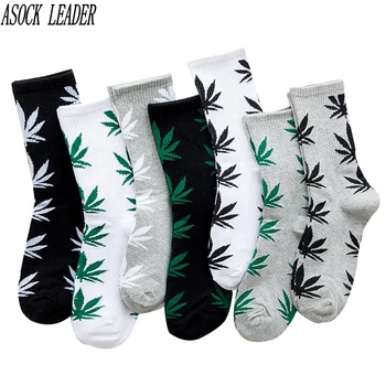 

ASOCK LEADER Men Socks Spring / Autumn Cotton7 Colors Leaves Men's Cotton Socks Casual Sweat Socks 5 pairs / lot