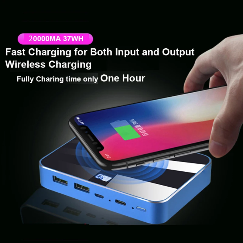  RIY Graphene two-way PD 18 QC 3.0 quick fast charge 20000MAH wireless portable Power Bank with 60W 