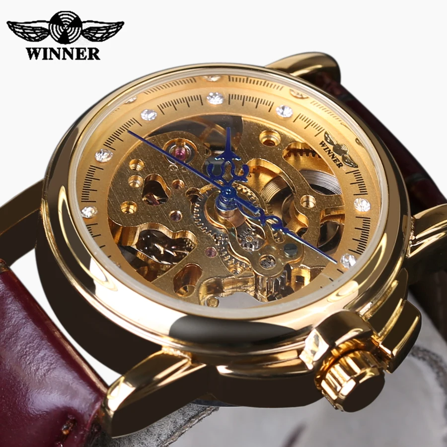 Winner Skeleton Watches for Girl Fashion Clock font b Womans b font Wrist Fashion Brand Luxury